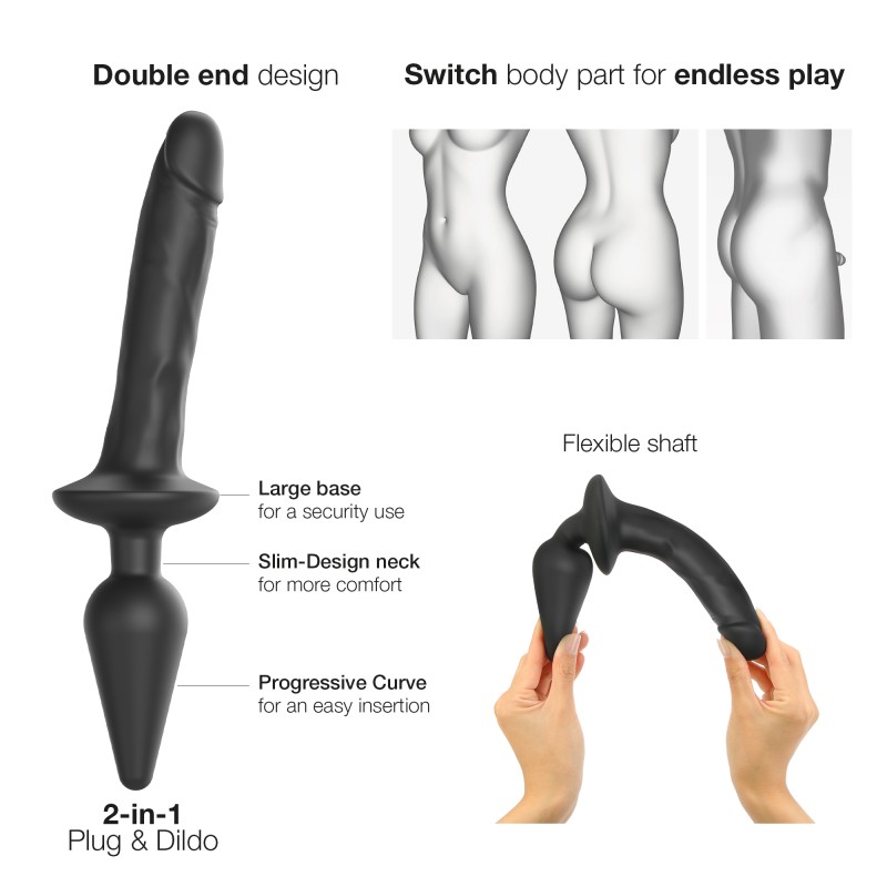 LOVELY PLANET DISTRIBUTION  | STRAP ON ME  - SWITCH PLUG-IN REALISTIC DILDO - NOIR
